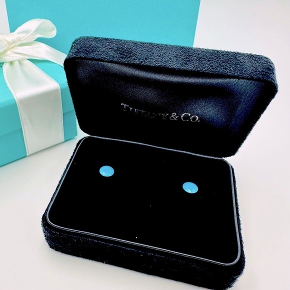 Tiffany & Co. 18k Gold Turquoise One Carat Faceted Earrings with Packaging - Picture 11 of 12